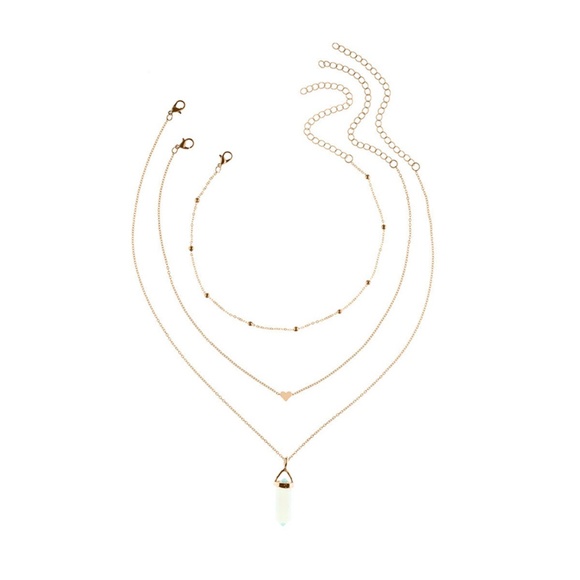 Multi Layering Necklace Sets Crystal Heart - Picture 3 of 5